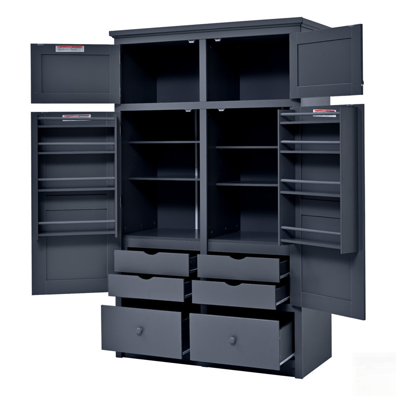 Spacieux garde-manger autoportant avec 8 tablettes, 4 plateaux et 6 tiroirs pour un rangement et une organisation améliorés
