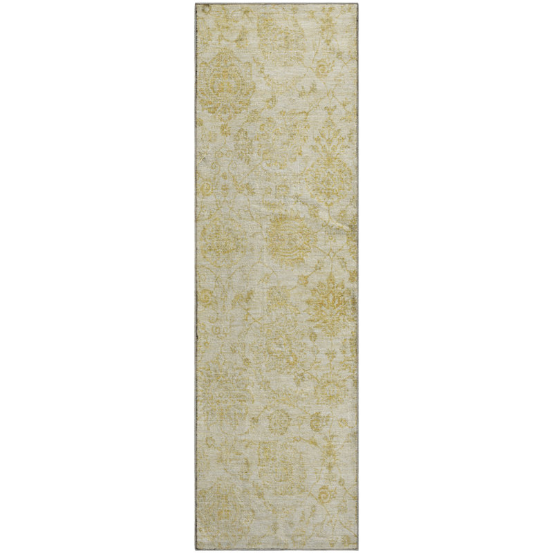 Premium Machine Washable Ashington AMF1833 Damask Rug, Runner 2'3" x 7'6"