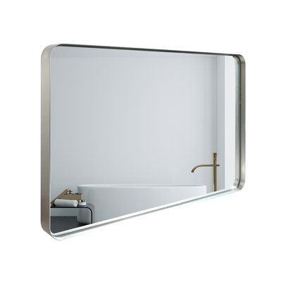 40X30inch Silver Bathroom Wall Mirror - & Waterproof, Clear Reflection, Rust- Alloy Frame, Modern Style With Frame Automatic Drainage, Structure