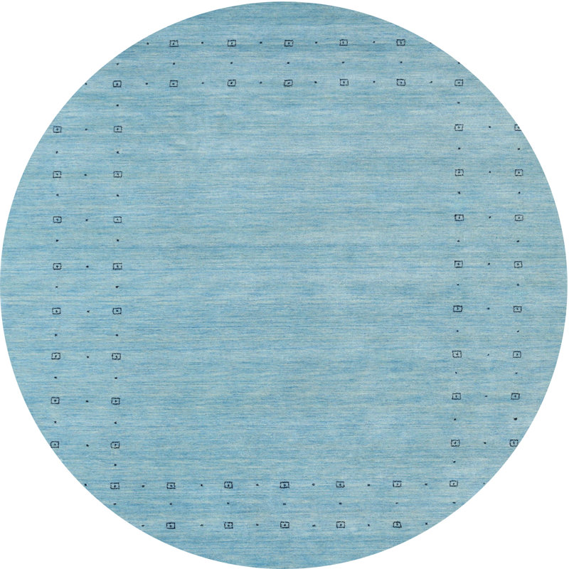 Tapis de zone bleu contemporain, Rond 4 pi