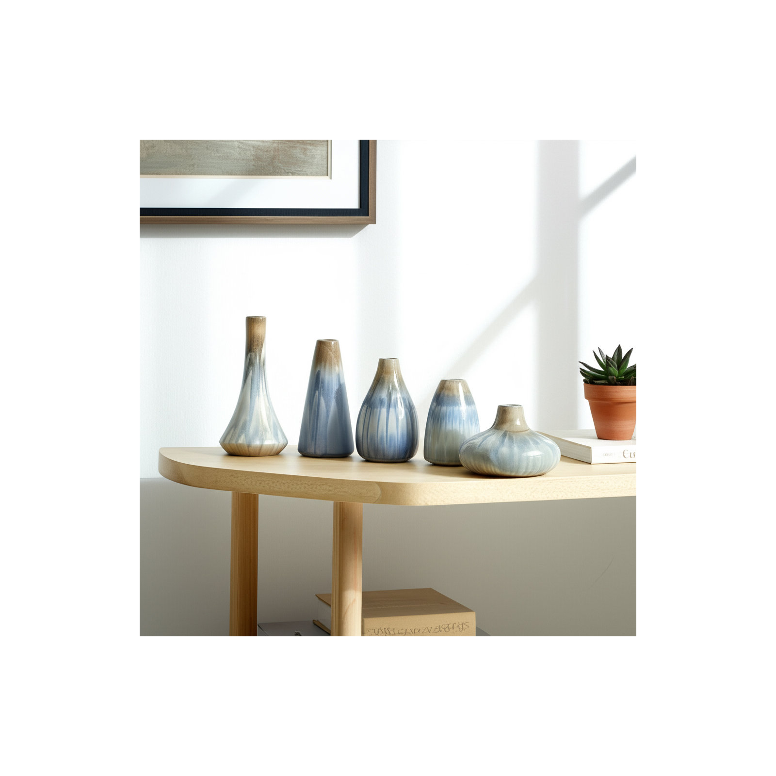 Set Of 5 4/5/6/7/8" Gresham Ceramic Vases, Ivory