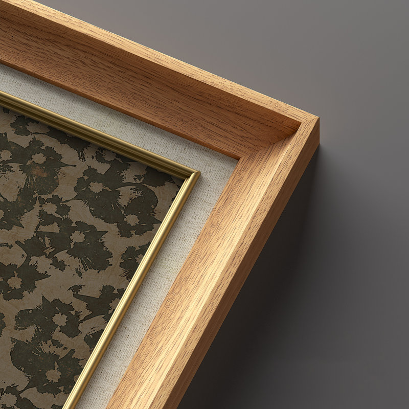 Vintage Floral Pattern Dark Green Set - Set of 2 Premium Framed Wall Art Print on Paper 26"x36", Natural
