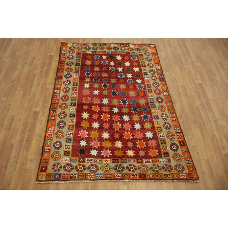Œuvre expressive dans un tapis traditionnel oriental unique 5 x 7