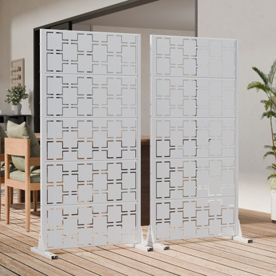 60" H x 30" W x 16" D Freestanding Outdoor Metal Privacy Screen Decorative Screen Room Divider Lattice Panel Fence Panel for Patio Set of 2