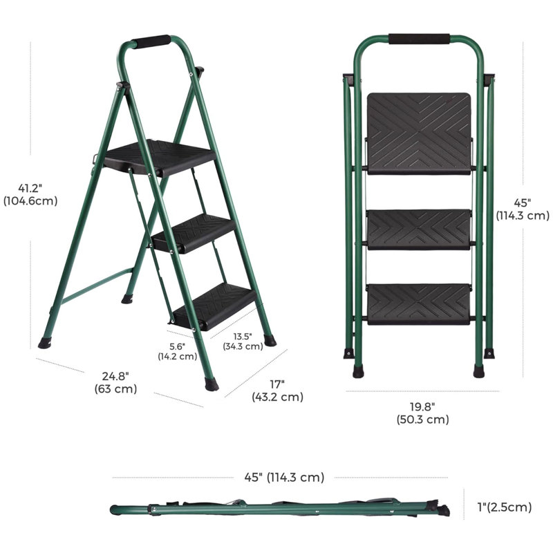 3 - Step Steel Lightweight Folding Step Ladder