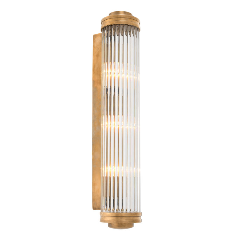 Gascogne Flush Mounted Sconce, Vintage Brass/Clear, 3 Lights