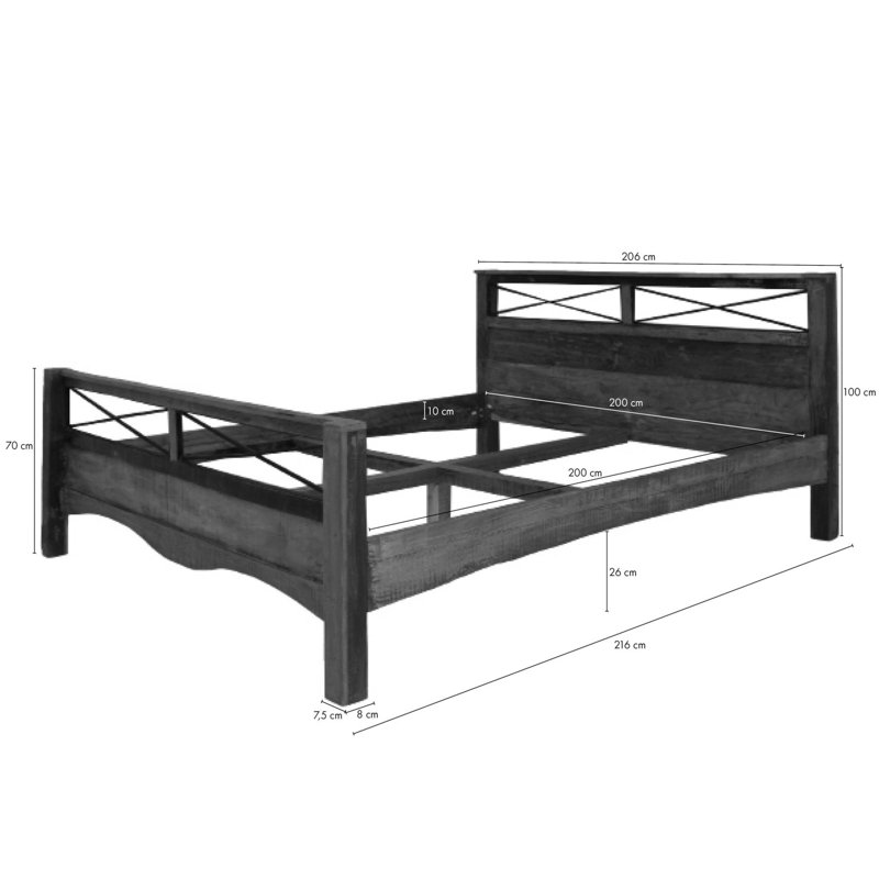 Solid Wood Bed, 140 X 200 Cm
