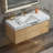 Solid wood 48'' Modern Wall Mounted Single Bathroom Vanity with Engineered Stone Top and Light