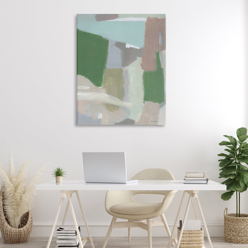 «Spring Green Abstraction», art mural par Pamela Munger, H 48 po x l 36 po