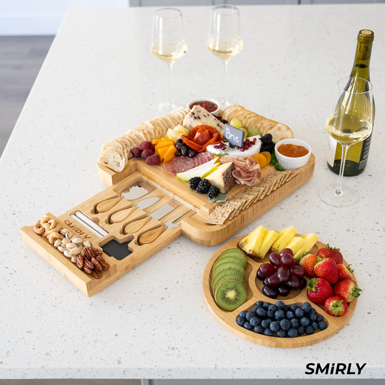 SMIRLY Bamboo Wood Cutting Boards Set: Magnetic Large Kitchen