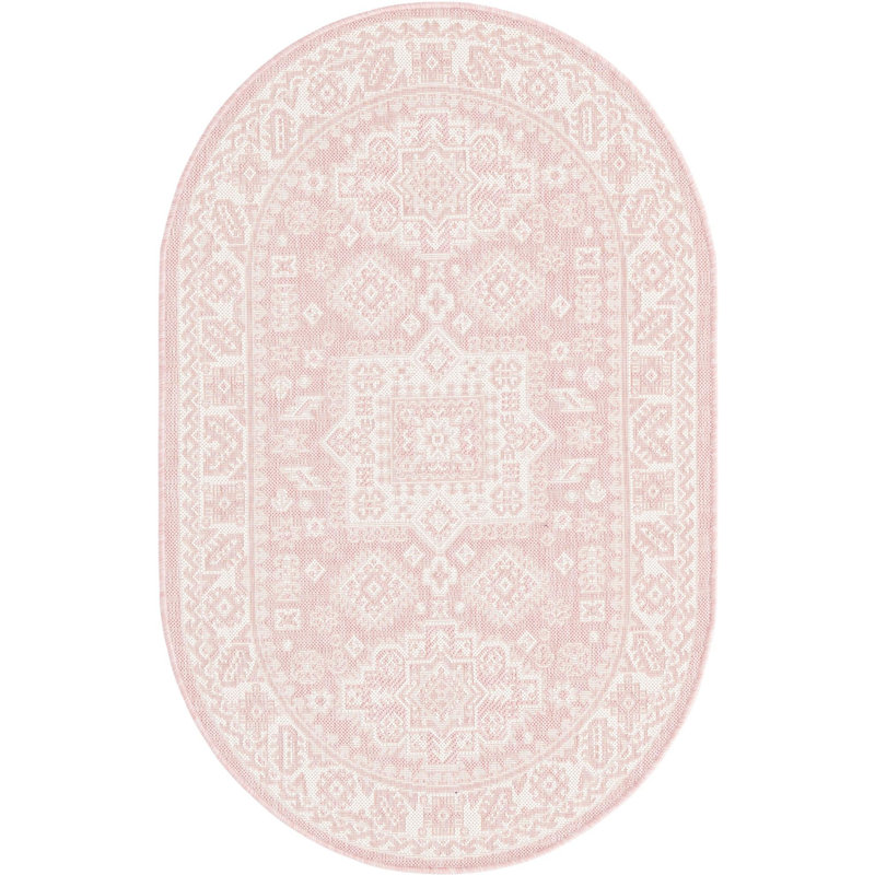 Outdoor Chand Area Rug Pink Color, Oval 3'3" x 5'3"
