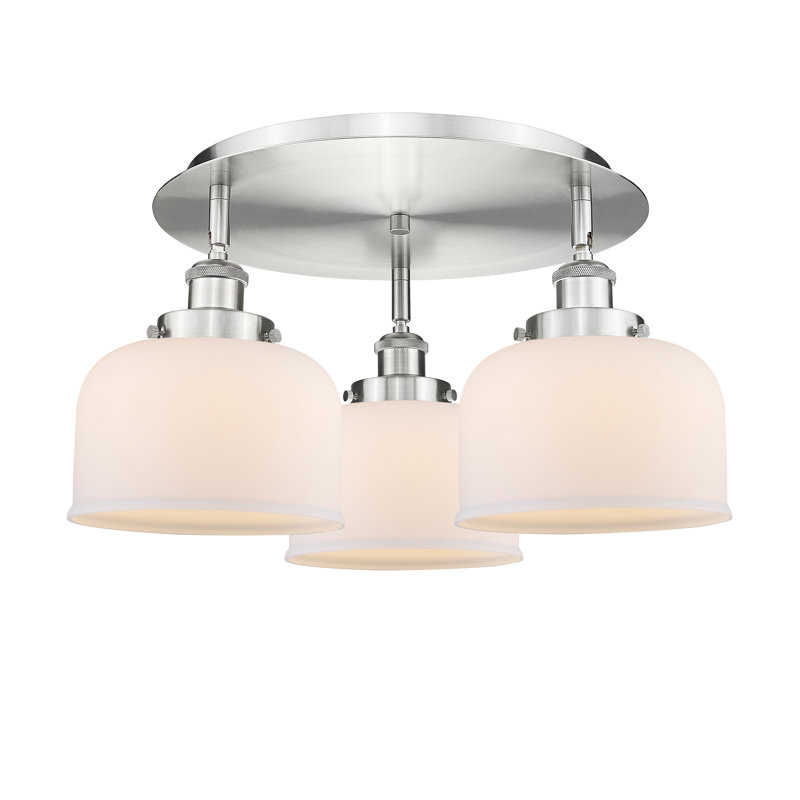 Bejtullah Glass Flush Mount, Matte White, Satin Nickel