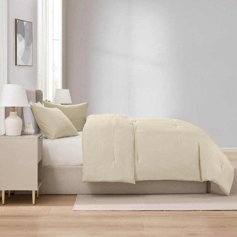  soft microfiber 3 piece comforter set with pillow shams, Pale Champagne, Full Comforter + 2 Standard Shams
