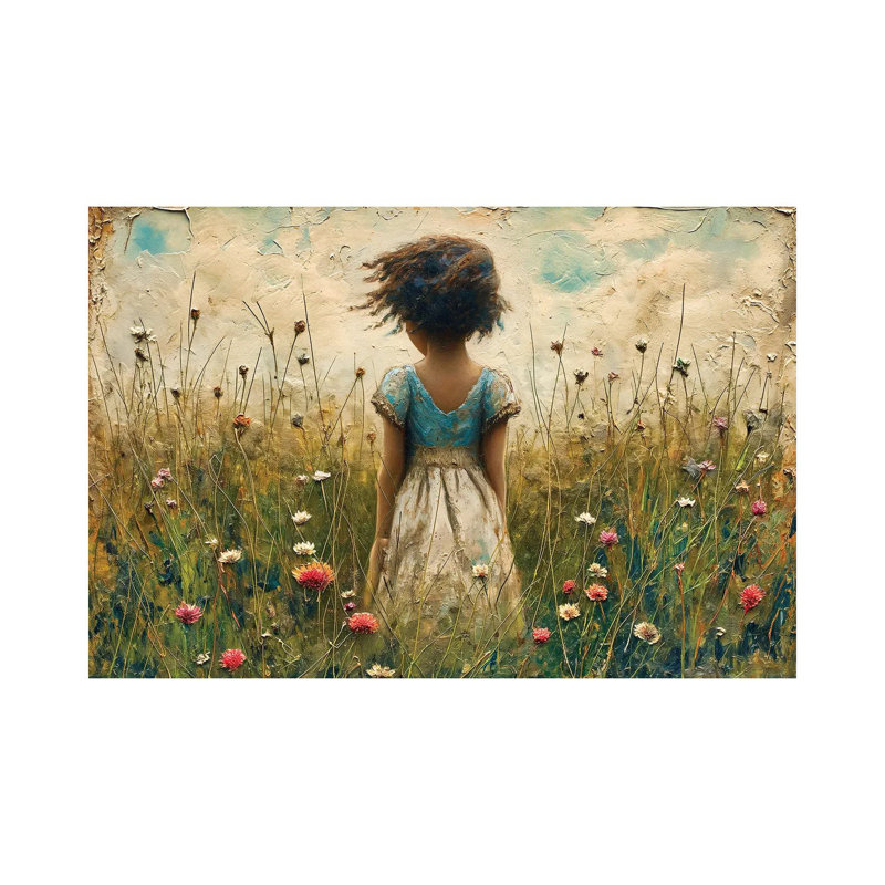 Jeune fille en robe bleue - impression d'art mural