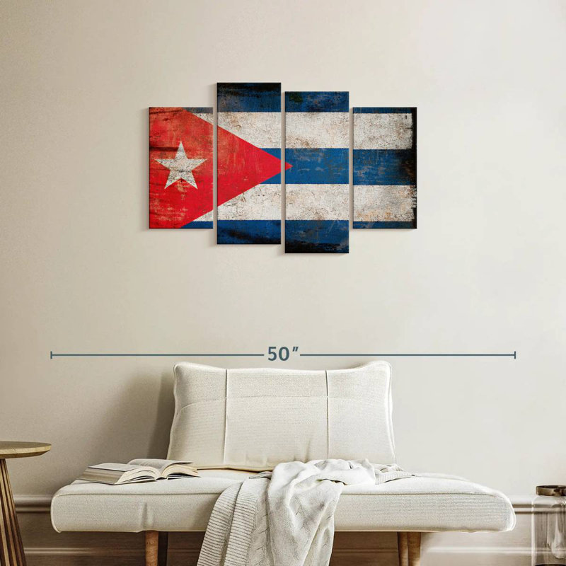 Drapeau cubain antique Borges, H 22 po x l 36 po