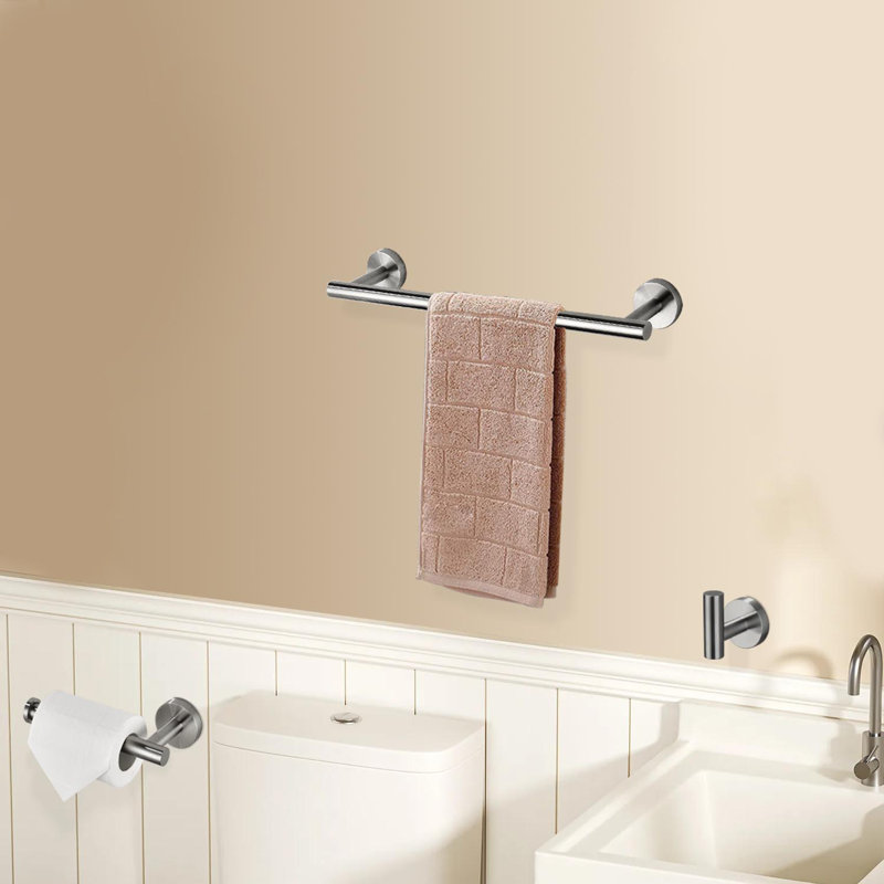 3 -Piece Stainless Steel Bathroom Towel Rack Set With Mounting Hardware In Brushed Nickel