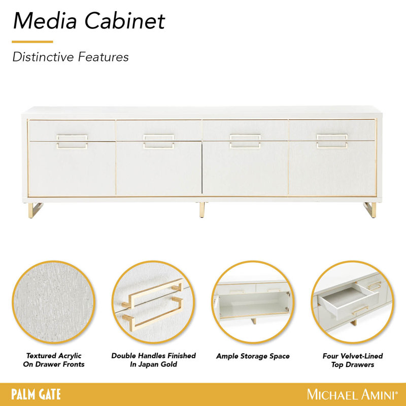 Palm Gate Media Cabinet - Cloud White