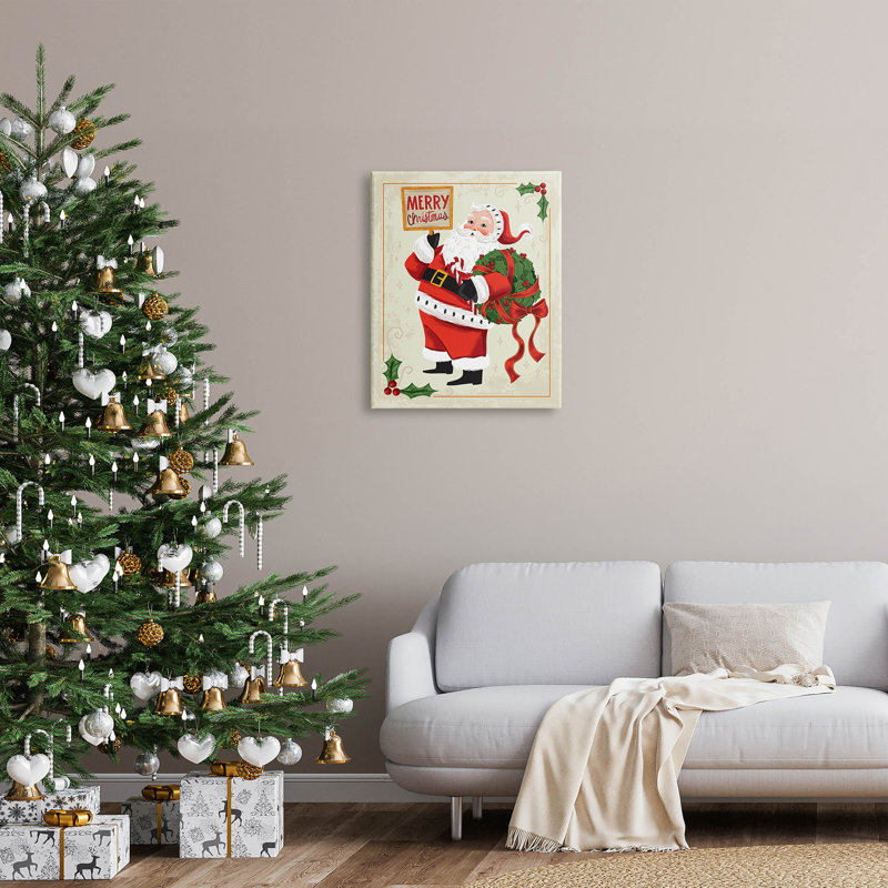 «Merry Christmas», art mural rétro sur toile flottante par Arrolynn Weiderhold, H 30 po x l 24 po x P 1,5 po, Toile tendue