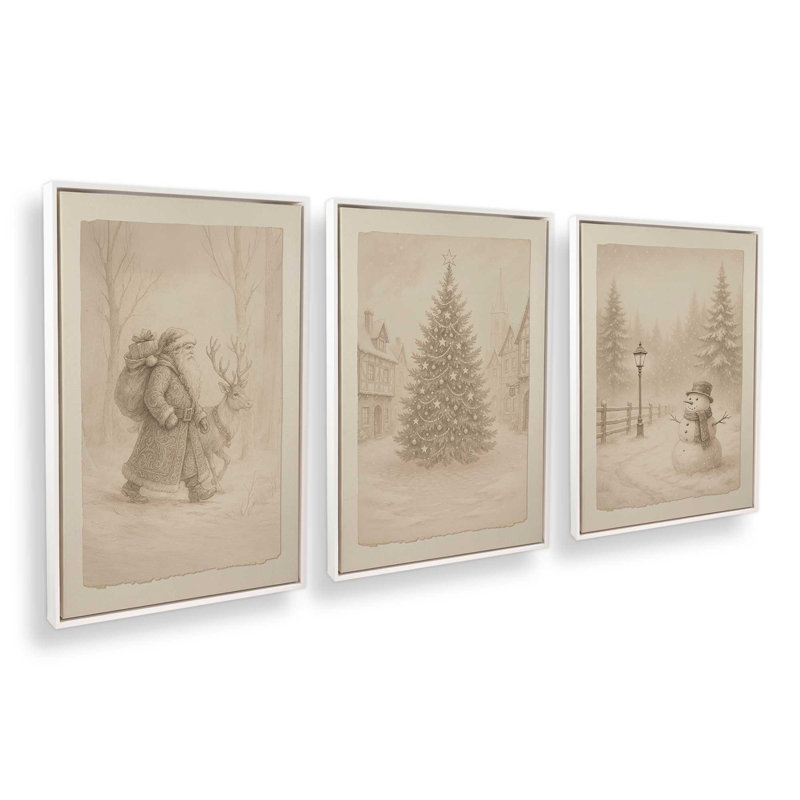 Voyage de Noël, impressions sur toile, H 19 po x l 39 po, Impression encadrée sans passe-partout, Blanc opaque