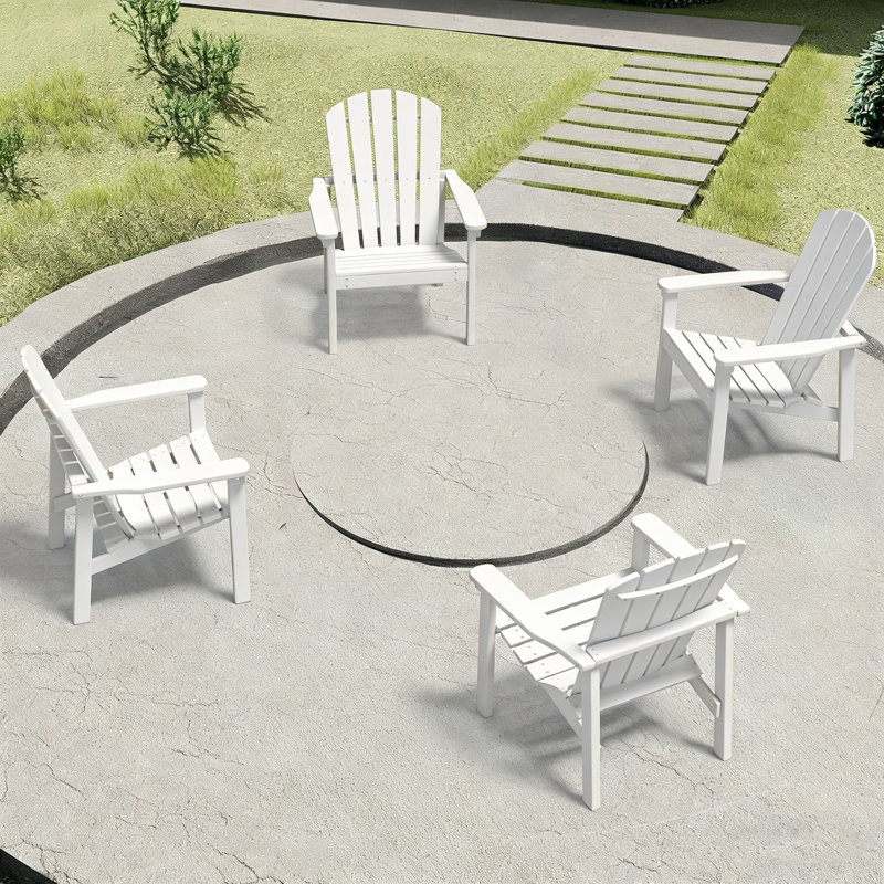 Set of 4 Stackable Adirondack Chairs – HDPE Outdoor Patio Seating, All-Weather Durable Design with Space-Saving Storage and Comfort Backrest