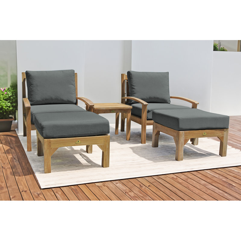 Huntington Outdoor 5 - Piece Teak Conversation Set, White Sunbrella®