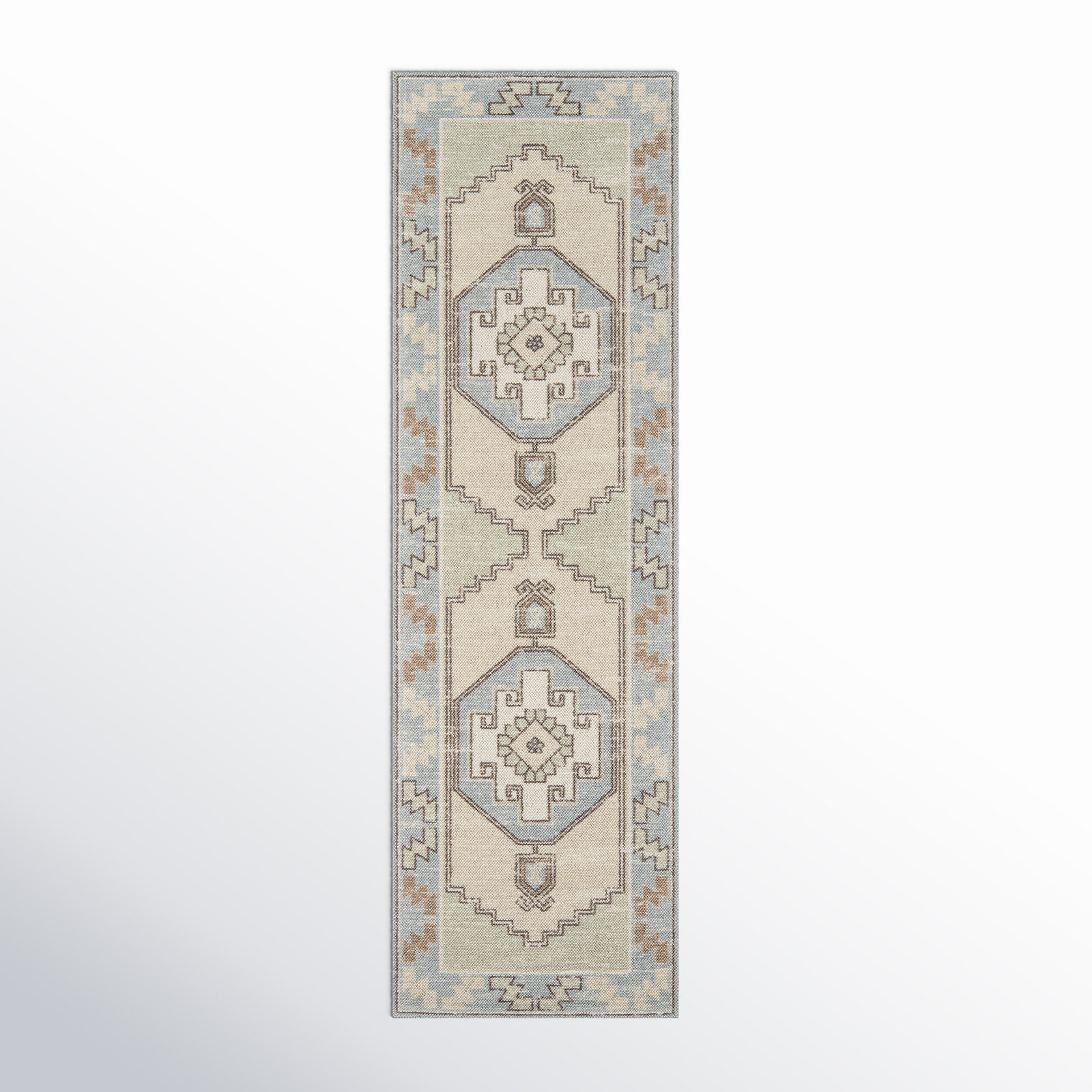 Fletcher Light Blue Beige Oriental Rug, Runner 2'3" x 7'6"