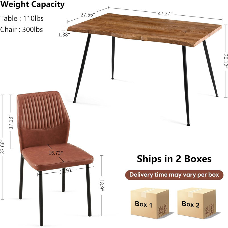 47 Inch Dining Table Set For 4, Brown
