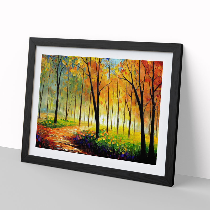 Magical Forest Vol.2 Abstract - Single Picture Frame Painting, 46cm H x 64cm W x 2cm D, Black