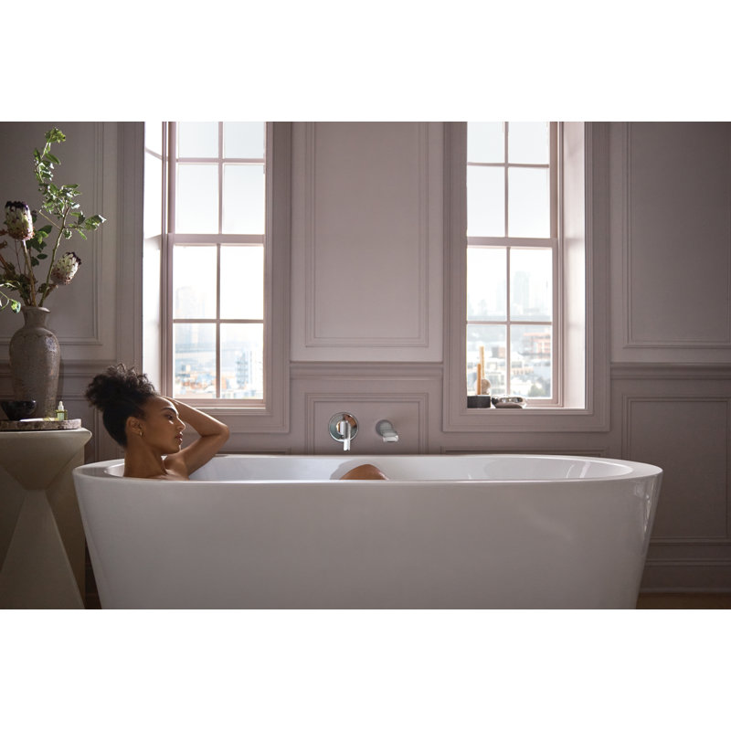 Doux Single Handle Wall Mount Tub Filler High Flow Tub Faucet With 10" Spout Reach, Brushed Nickel