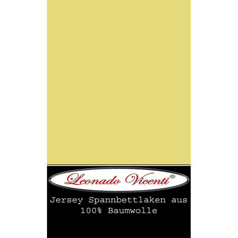 100% Cotton Jersey Knit Fitted Sheet, Yellow, European Double (140 x 200cm)