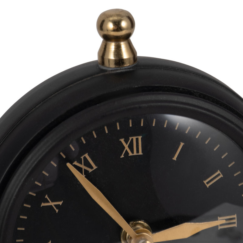 Horloge de bureau Aparicio 10 po Addison or et noir, parfaite pour la décoration - 5 po x 5 po x 10 po