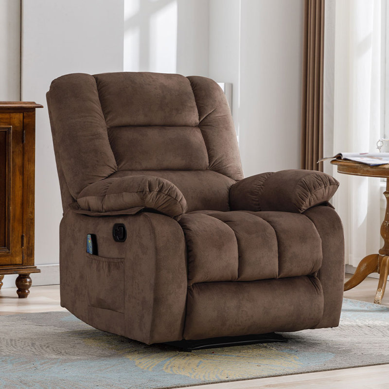 Lyquinn 35.8" Wide Contemporary Manual Reclining Massage Chair with Heating Function, Warm Chocolate Brown