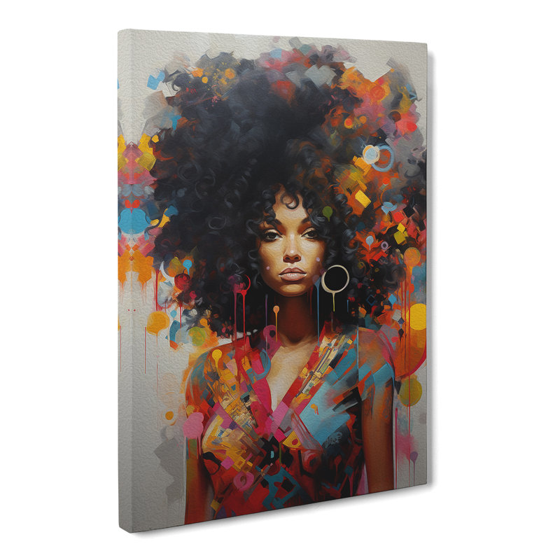 Woman With Curls Hard Edge - Print, 50cm H x 35cm W x 3cm D