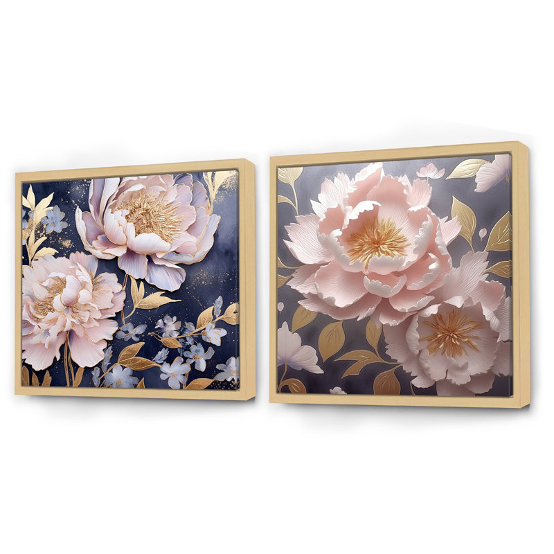 Gard - Ensemble de 2 collages carrés coquelicots, Cadre flottant brun, H 30 po x l 61 po