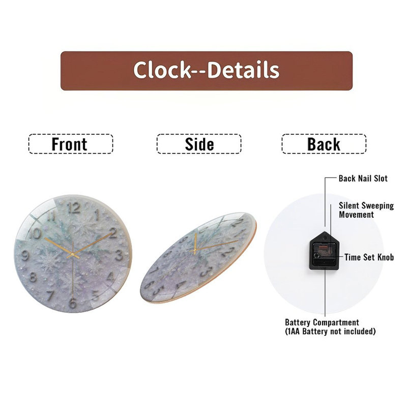 Horloge murale en verre 12 po