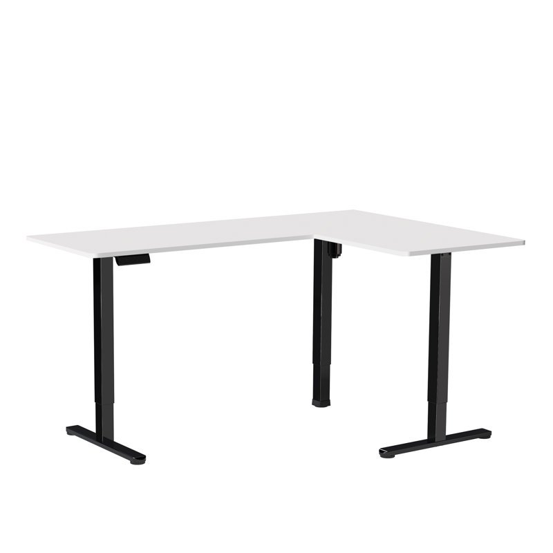 Bureau de coin électrique debout VIVO, poste de travail en L, Blanc / noir, L 63 po x P 23,6 po