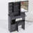 29.2" Small Size Desktop LED Light Vanity Table and Cushioned Stool-247778753