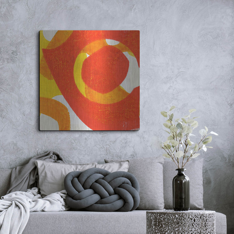  «Orange Starburst 2» par Laura Gibson, art mural en métal, 36 po x 36 po, H 36 po x l 36 po