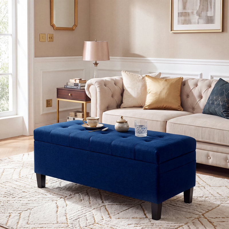 Upholstered Chenille Storage Standard, Navy Blue