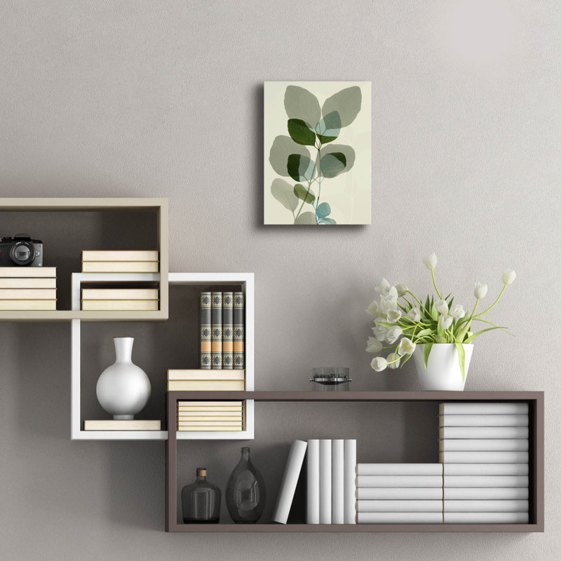 Art mural en verre Ebern Designs «Green Leaves 10» par Ian Winistanley, H 16 po x l 12 po x P 0,13 po