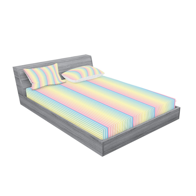 Multicolore ensemble de draps et taies décoratives à fines rayures Ambesonne