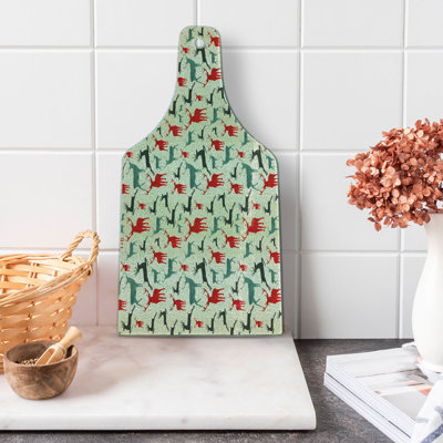 Ambesonne Deer Tempered Glass Cutting Board Wooden Winter Animals Multicolor