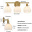 Luminaire de salle de bain à 3 lumières à intensité variable avec abat-jour en verre blanc-73134977-73134979-73135006