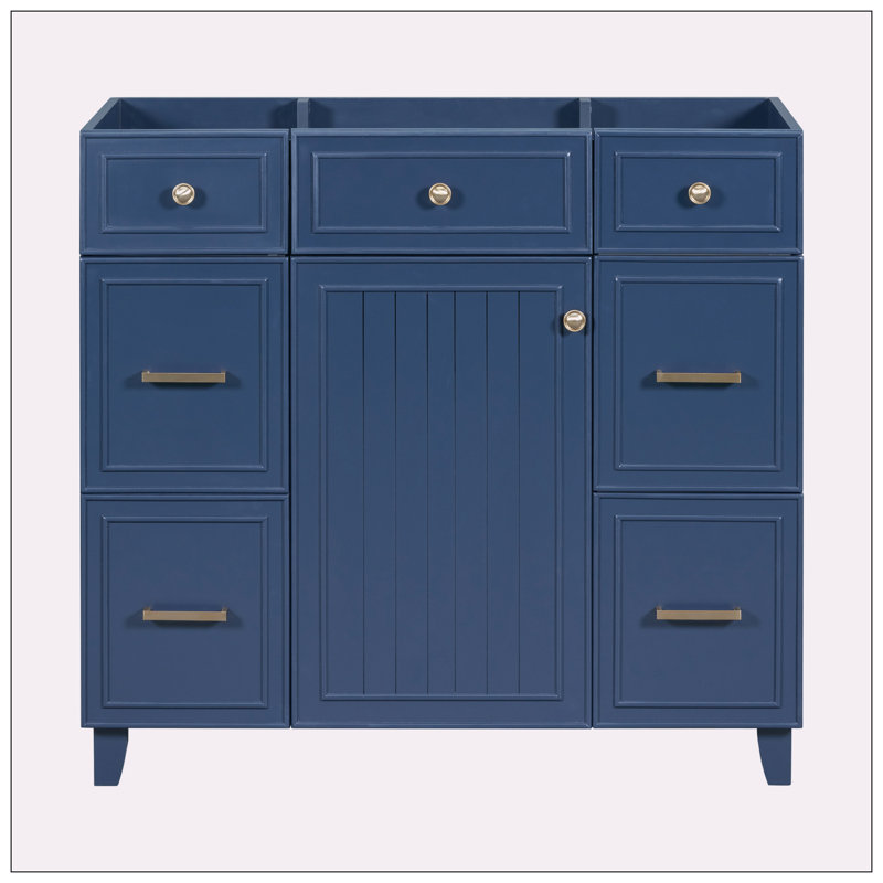 35.40'' Single Bathroom Vanity Base Only, Navy Blue