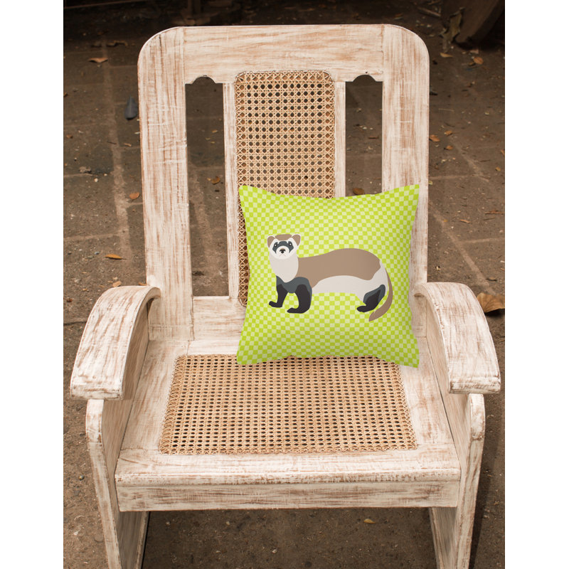 Coussin extérieur à damier de furet, Vert, 18 po x 18 po