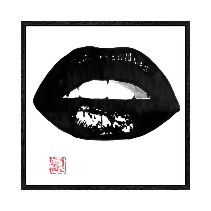 Lips Ii by Péchane - Painting on Canvas, Black Framed, 93.98 cm H x 93.98 cm W