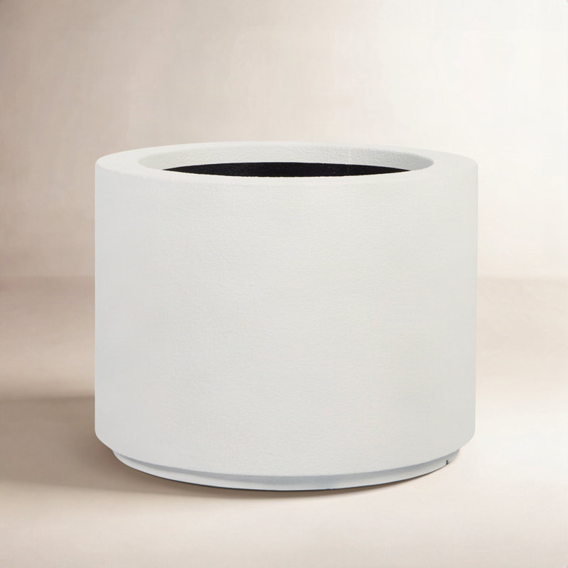 Grande boîte à fleurs ronde pour l'extérieur 23 po x 19 po Gita, Blanc