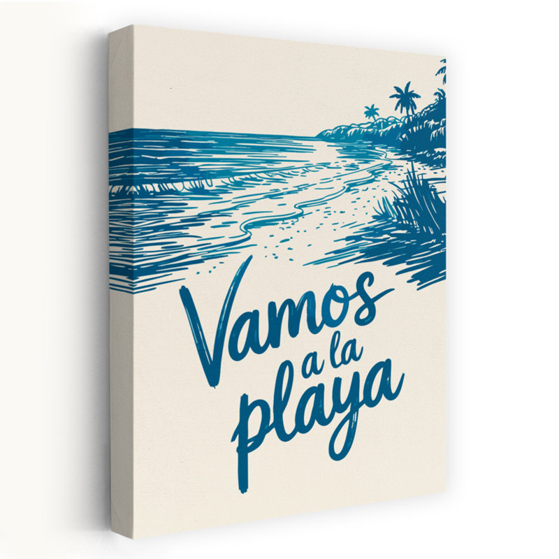 Vamos à la plage, art abstrait de palmier côtier rétro, H 36 po x l 24 po