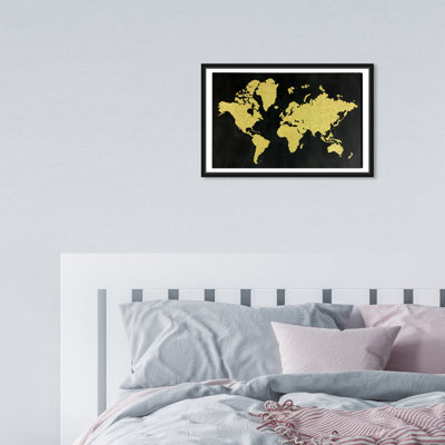 «World In Glitter», charte de globe internationale, impression or moderne pour le salon