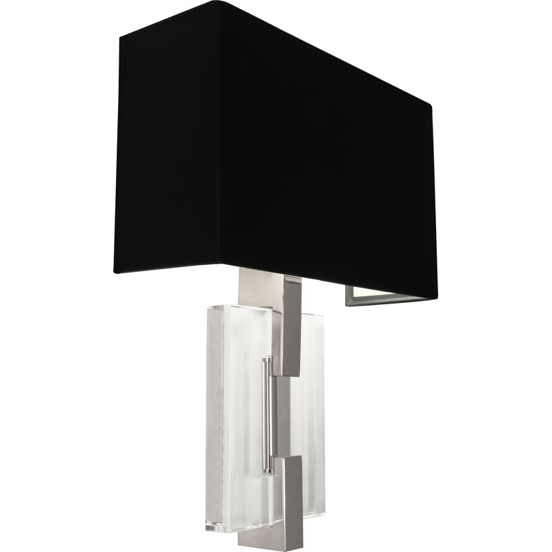 Applique murale à bras 1 lumière Lincoln, Noir / doublure argent mat, Nickel